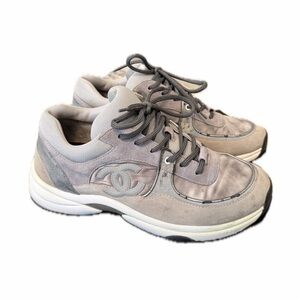 Chanel Women's Taupe and Gray Sneakers (Size 40) UNISEX